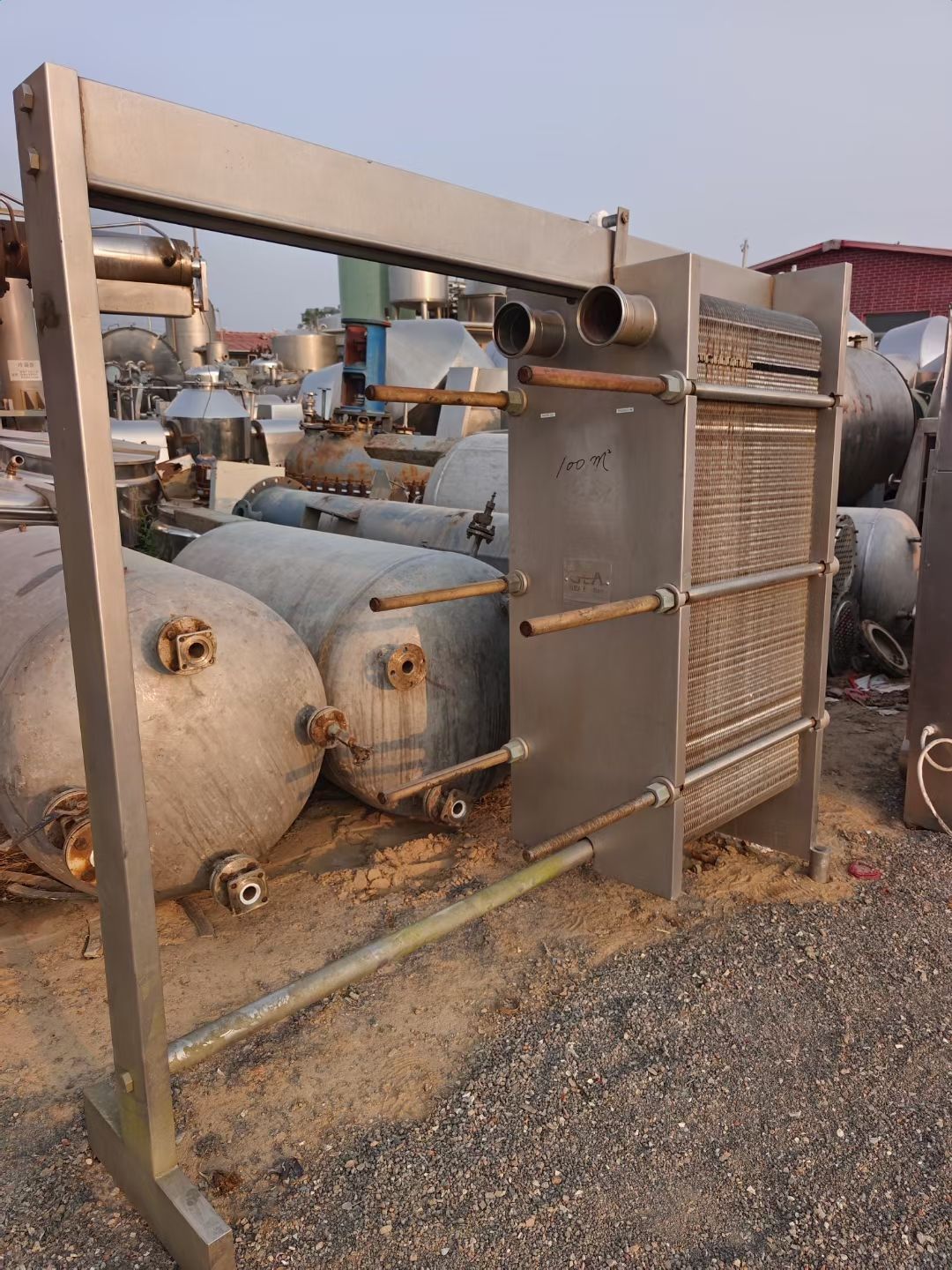 转让二手板式换热器 一台100平方全不锈钢板式换热器