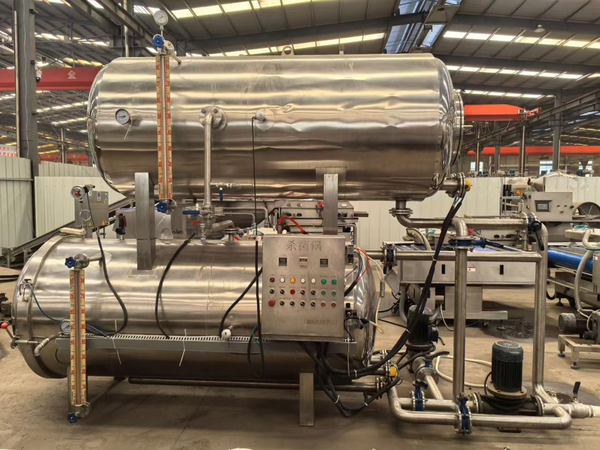 转让二手双层杀菌锅 一台容积1.96立方半自动双层杀菌锅