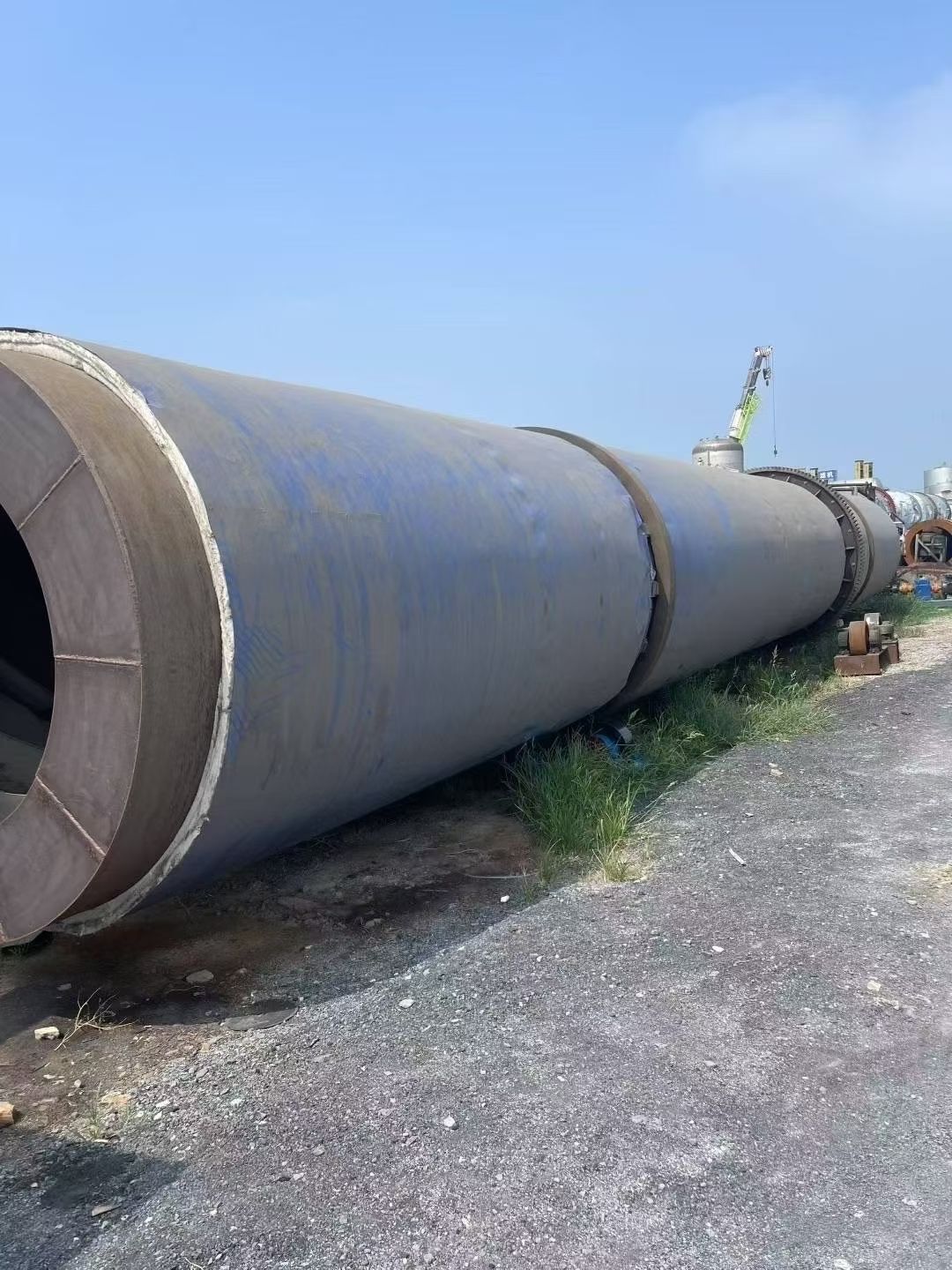 转让二手滚筒烘干机 一套直径2.2米X20米内衬不锈钢滚筒烘干机