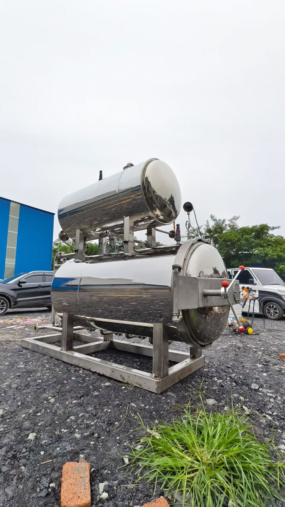 转让二手双层杀菌锅 一台容积1.32立方电加热双层杀菌锅