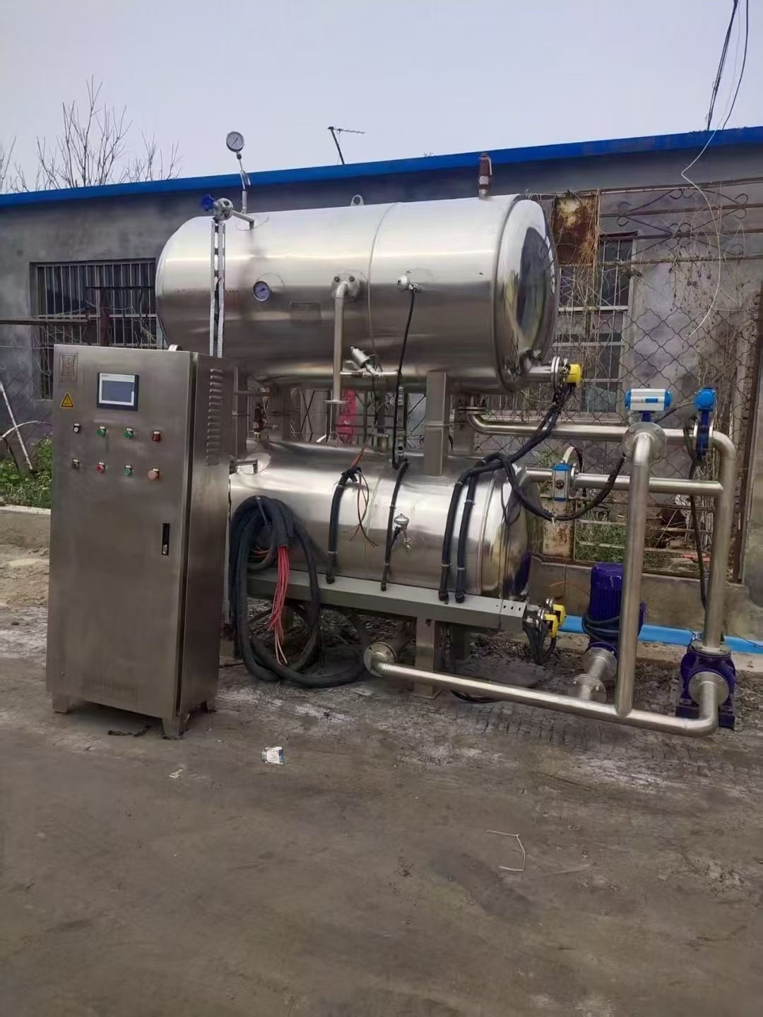 转让二手双层杀菌锅 一台容积1.32立方全自动双层电加热杀菌锅