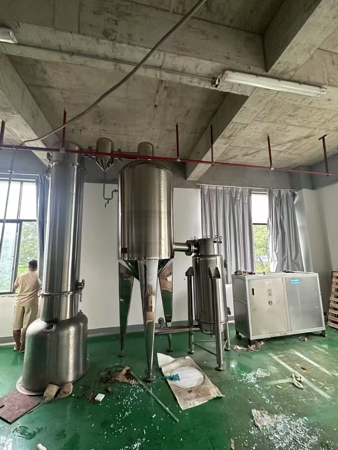 转让二手浓缩蒸发器 一套容积1500升食品级单效浓缩蒸发器