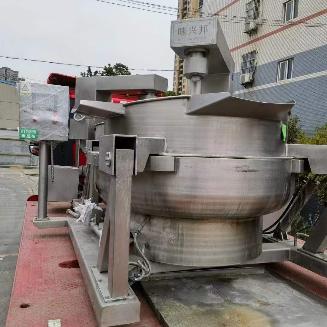 转让二手行星炒锅 两台容积600L燃气加热全自动行星搅拌炒锅