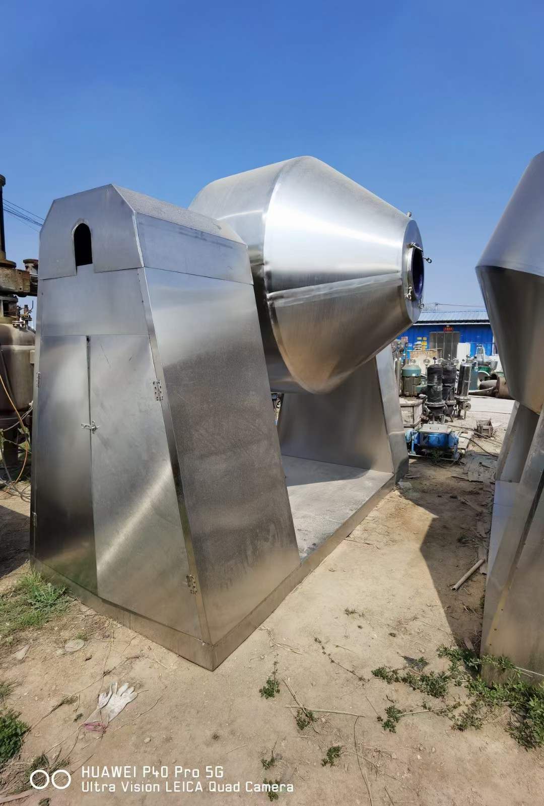 转让二手双锥干燥机 四台3000L搪瓷双锥回转干燥机