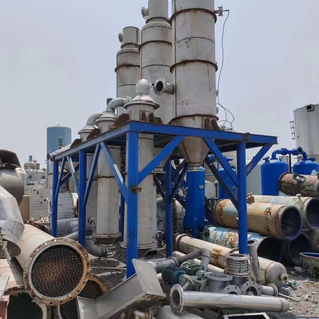转让二手蒸发器 一套三效一吨强制循环蒸发器 材质2205