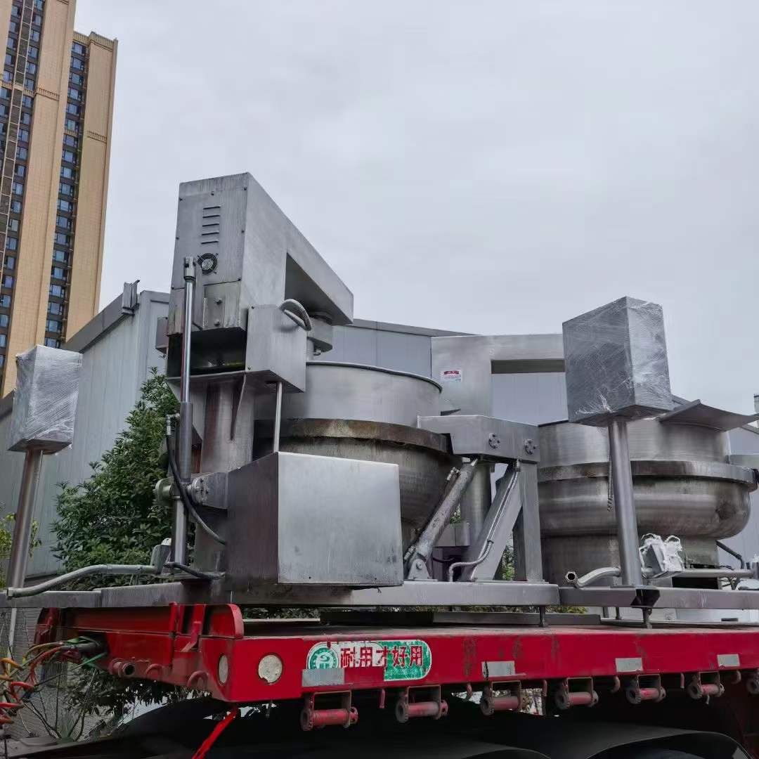 转让二手行星炒锅 两台容积600L燃气加热全自动行星搅拌炒锅