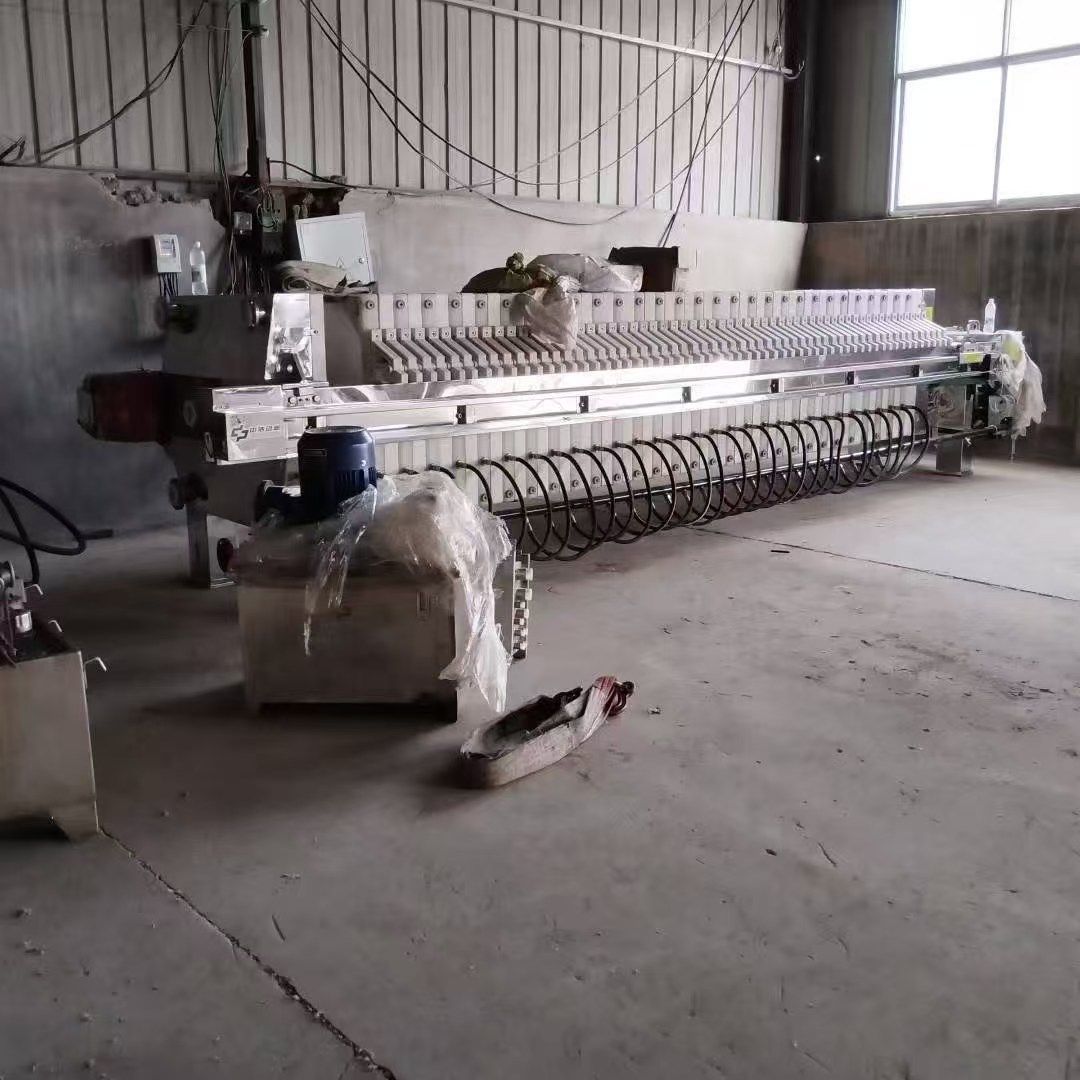 转让二手隔膜压滤机 一台面积100平方全不锈钢机身防腐隔膜压滤机