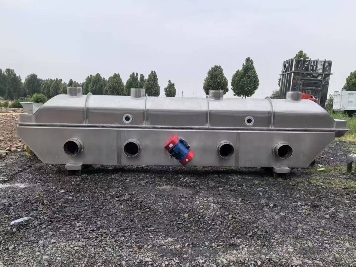 转让二手流化床干燥机 一套0.6米X6米电加热震动流化床干燥机