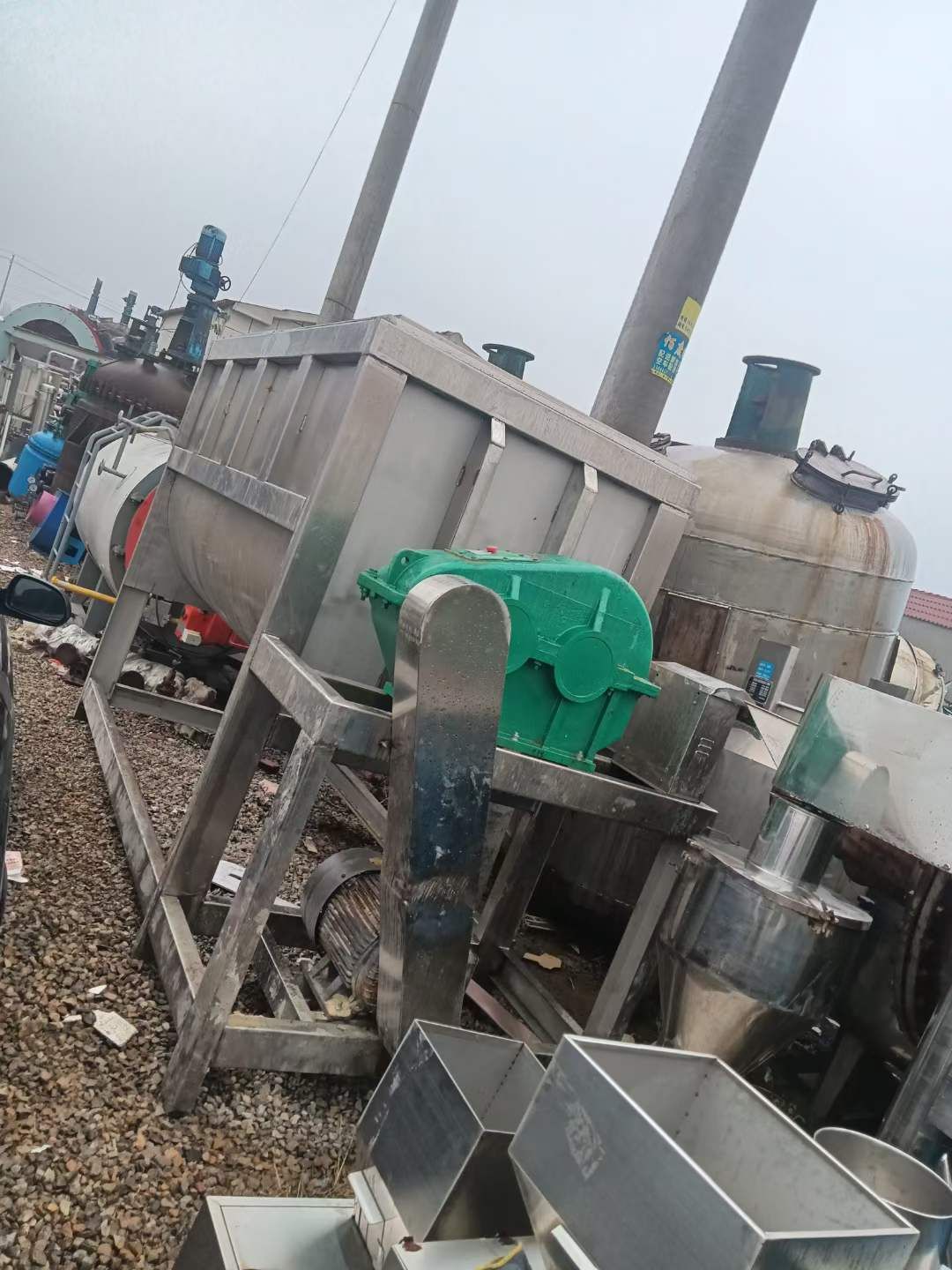 转让二手螺带混合机 一台容积5立方全不锈钢卧式螺带混合机