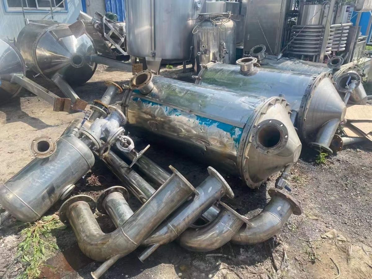 转让二手浓缩蒸发器 一套三效两吨不锈钢浓缩蒸发器