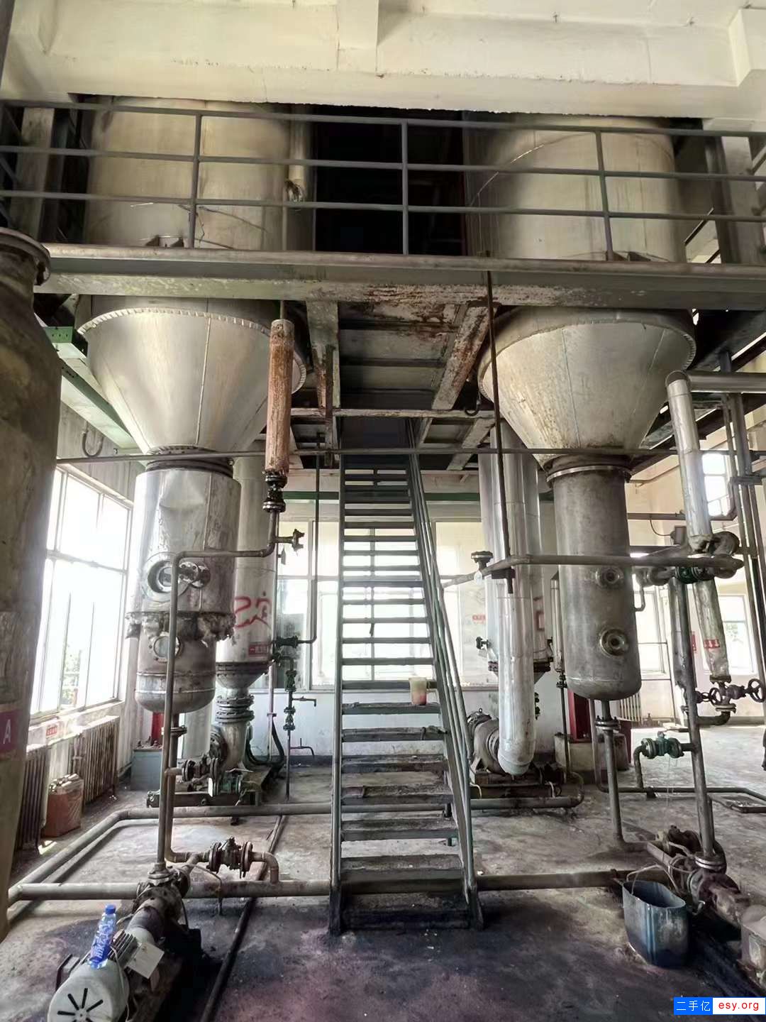 转让二手钛材蒸发器 一套双效四吨强制循环蒸发器