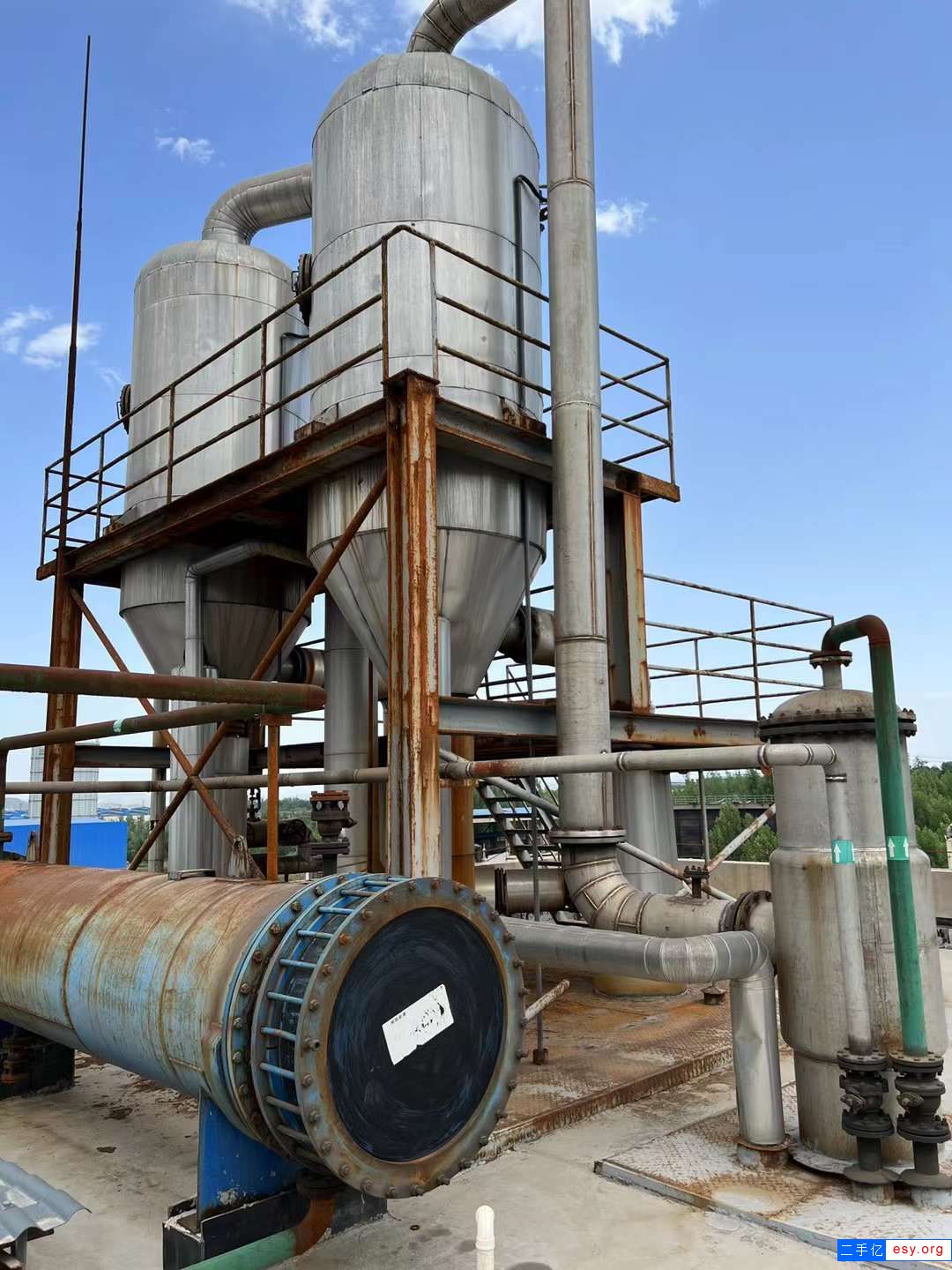 转让二手钛材蒸发器 一套双效四吨强制循环蒸发器