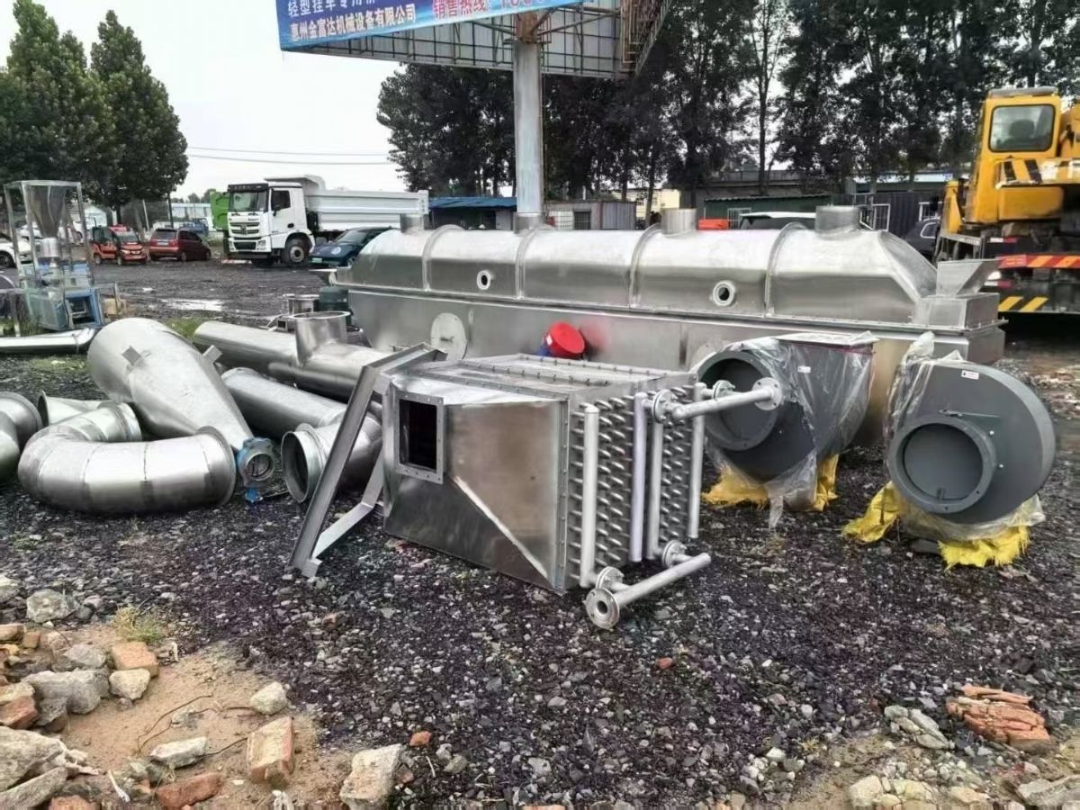 转让二手流化床干燥机 一套0.6米X6米电加热震动流化床干燥机