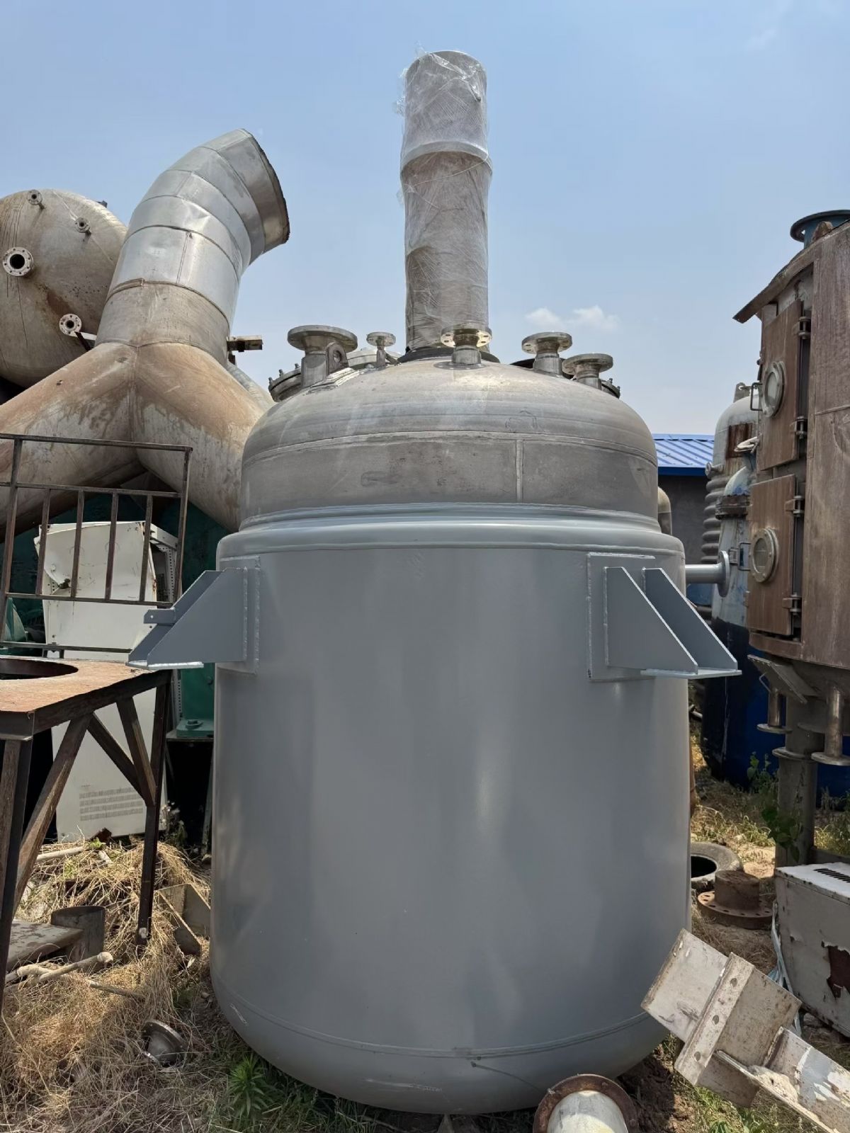 转让二手不锈钢反应釜 一台容积10立方外夹套不锈钢反应釜