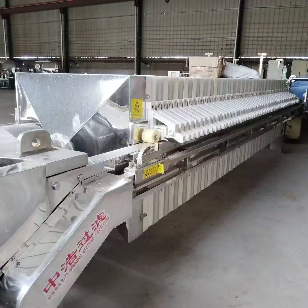 转让二手隔膜压滤机 一台面积100平方全不锈钢机身防腐隔膜压滤机