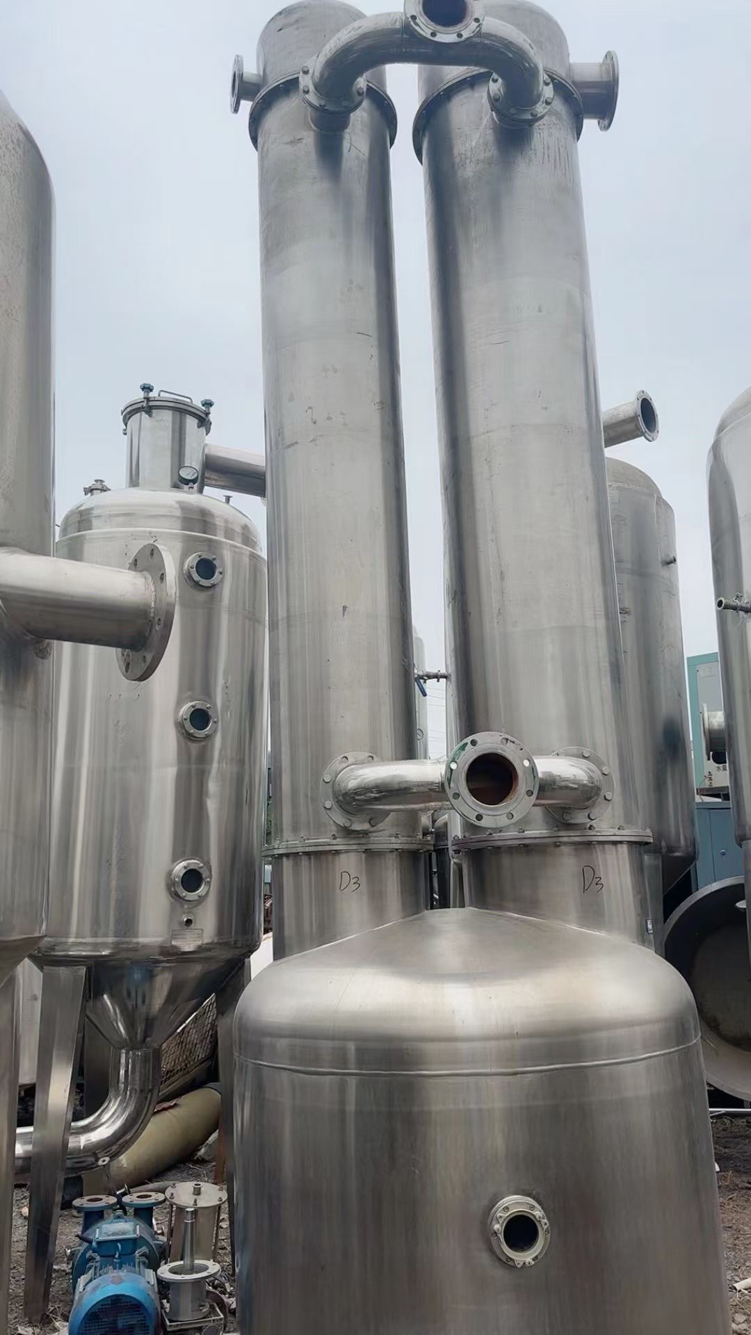 转让二手浓缩蒸发器 一套单效3吨食品级浓缩式蒸发器