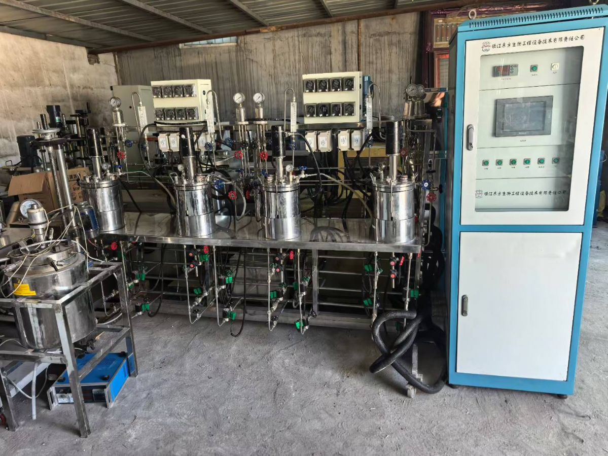 转让二手平行发酵罐 一套容积5升四联全自动平行发酵罐