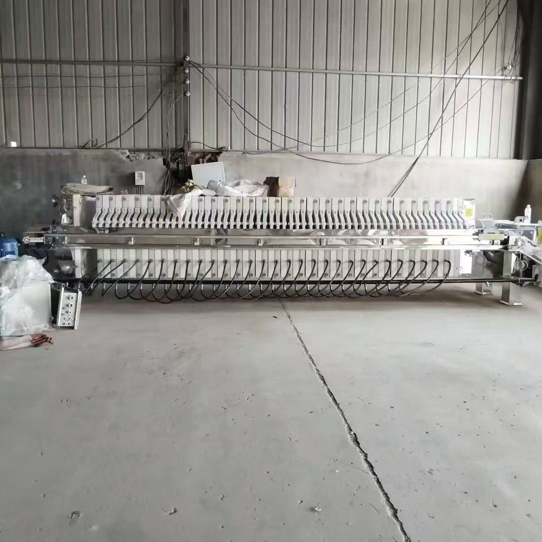 转让二手隔膜压滤机 一台面积100平方全不锈钢机身防腐隔膜压滤机