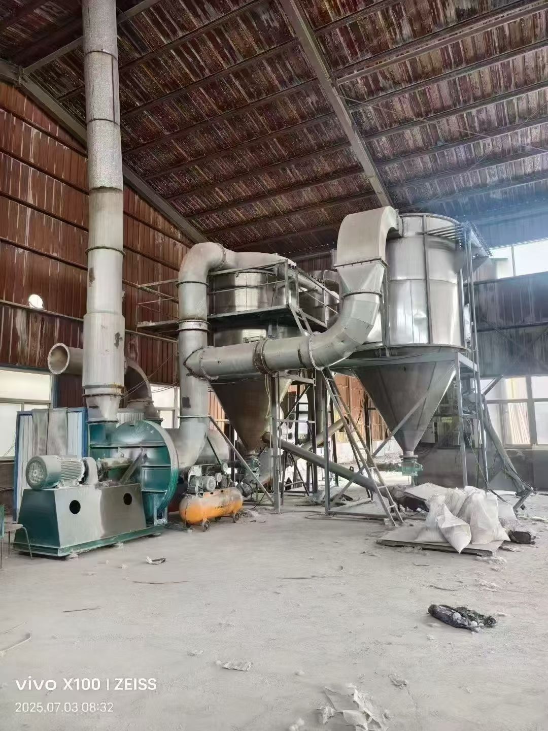 转让二手闪蒸干燥机 一套直径1.2米全不锈钢旋转闪蒸干燥机