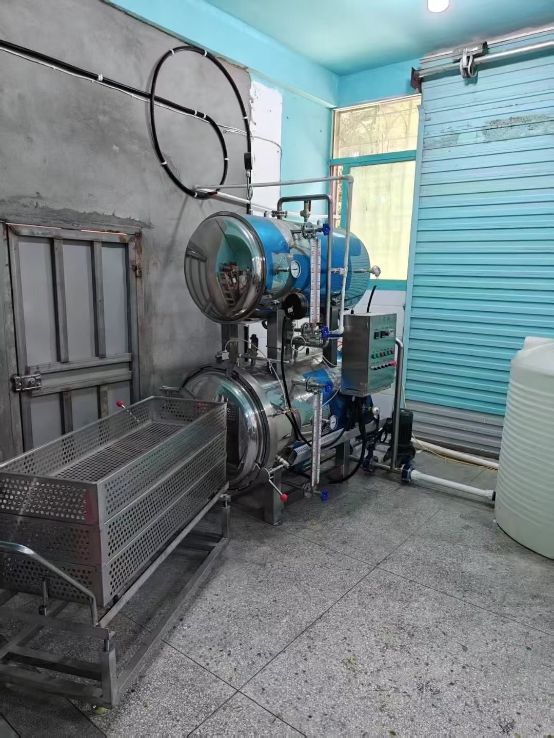 转让二手双层杀菌锅 一台容积0.54立方半自动电加热双层杀菌锅